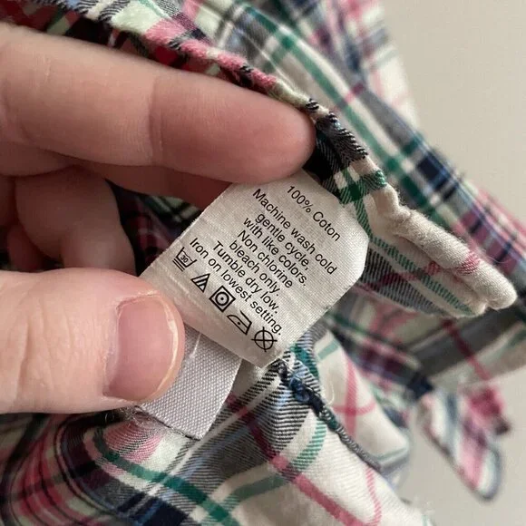 J.Crew Women 00 Mint Strawberry Plaid Cotton Preppy Button Front Boy Shirt - Picture 10 of 11